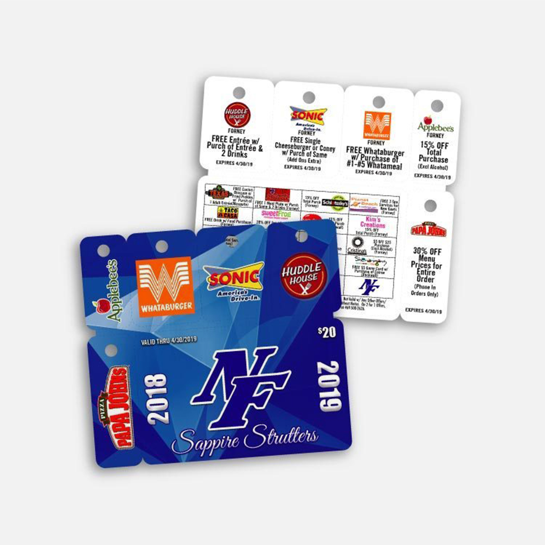 Plastic Card with 5 Key Tag